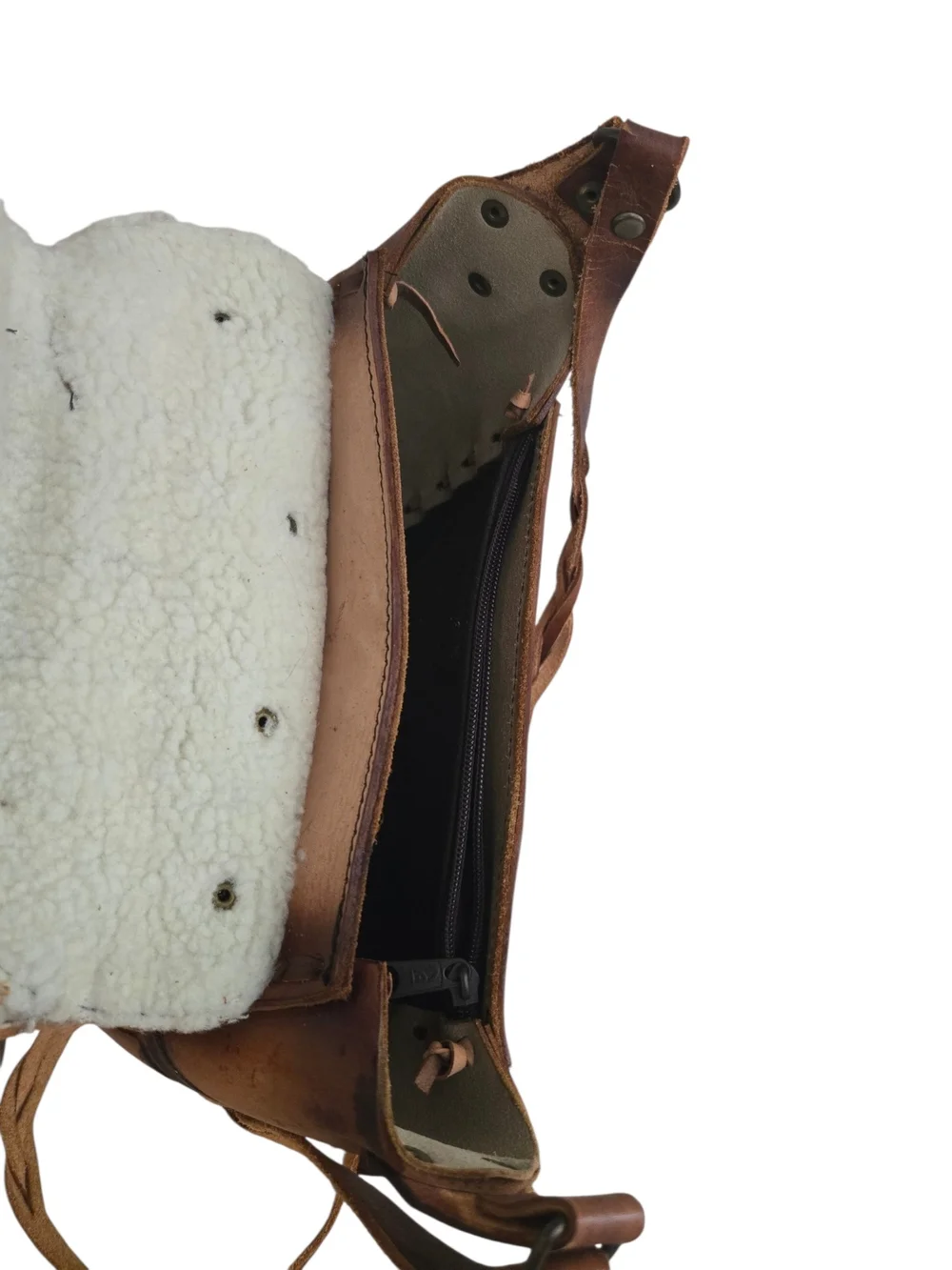 Hand-Tooled Leather Crossbody Bag in Tan and Burgundy